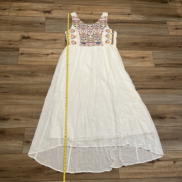 Sundance Fernanda Embroidered Maxi Dress SZ XL Cream Cross Stitch Lined Stretch - Picture 5 of 12